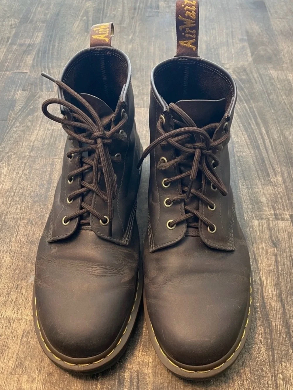 Dr. Martens 101 6-eye boots in dark brown Crazy Horse leather Men’s Sz 11